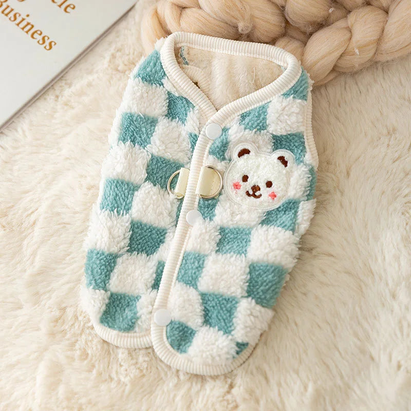 Warm Winter Pet Jacket with Cartoon Bear Design for Cats and Small Dogs-My Little Pet