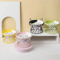 Elevated Ceramic Cat Bowl with High-Foot Design and Neck Guard-My Little Pet