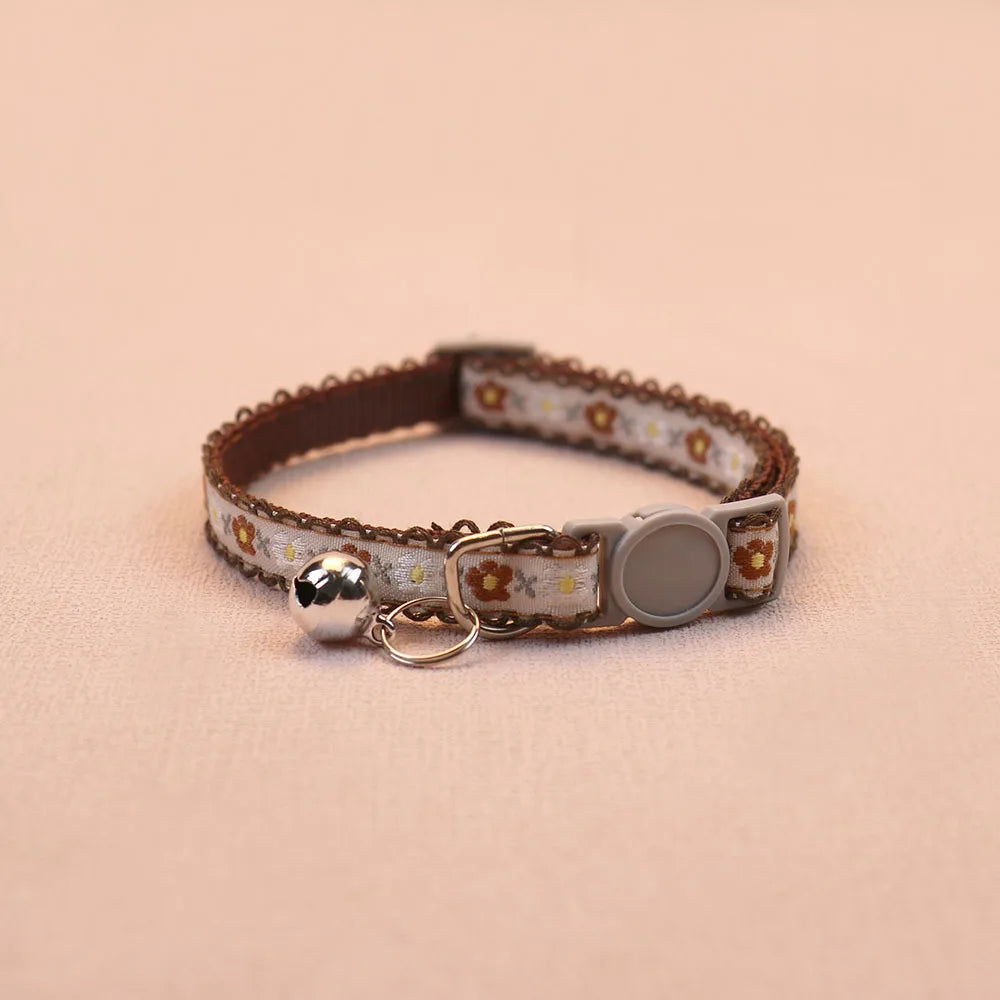 Handcrafted Flower Cat Collar with Bell - Adjustable and Stylish Pet Accessory-My Little Pet