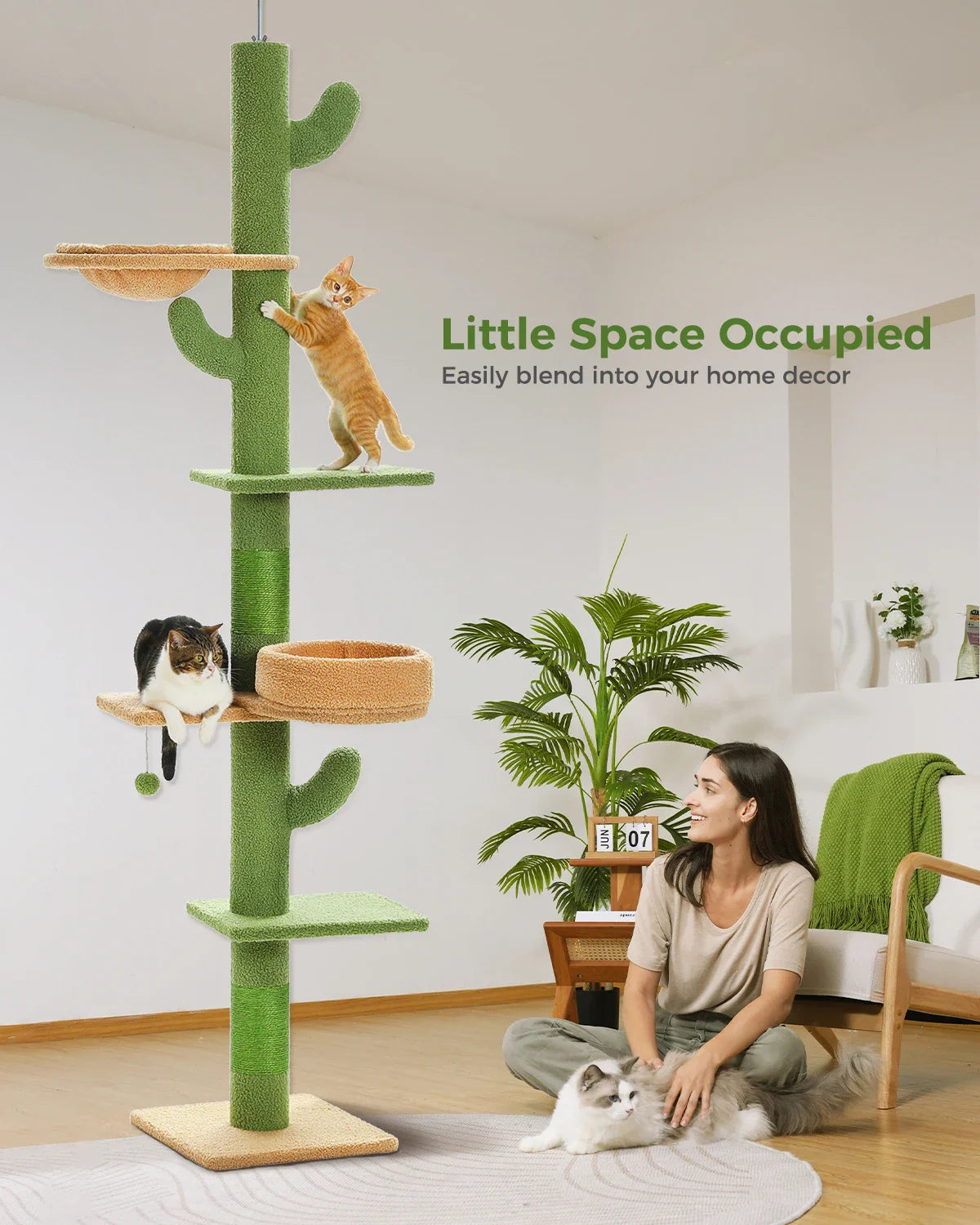 Floor-to-Ceiling Cat Tree - 228-274cm Tall Cat Climbing Tower-My Little Pet