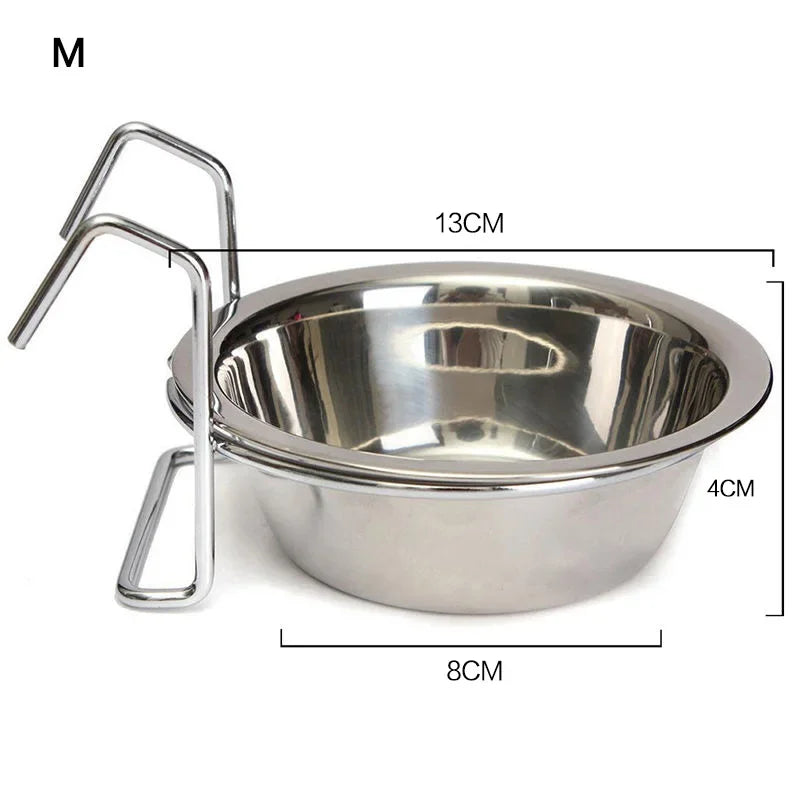 Stainless Steel Pet Bowl with Cage Hook for Dogs, Cats, and Birds-My Little Pet
