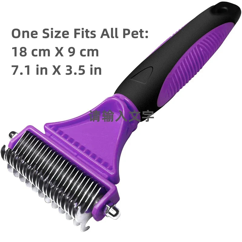 Dual-Sided Pet Grooming Brush for Dogs and Cats - Stainless Steel Undercoat Rake for Dematting and Detangling-My Little Pet
