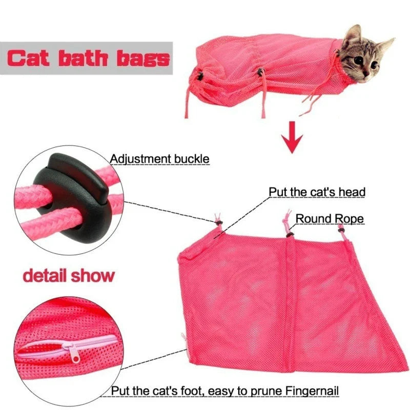 Adjustable Mesh Grooming and Bathing Bag for Cats and Small Dogs-My Little Pet