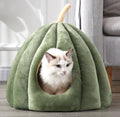 Cozy Pumpkin-Shaped Cat Bed - Enclosed Pet Nest-My Little Pet