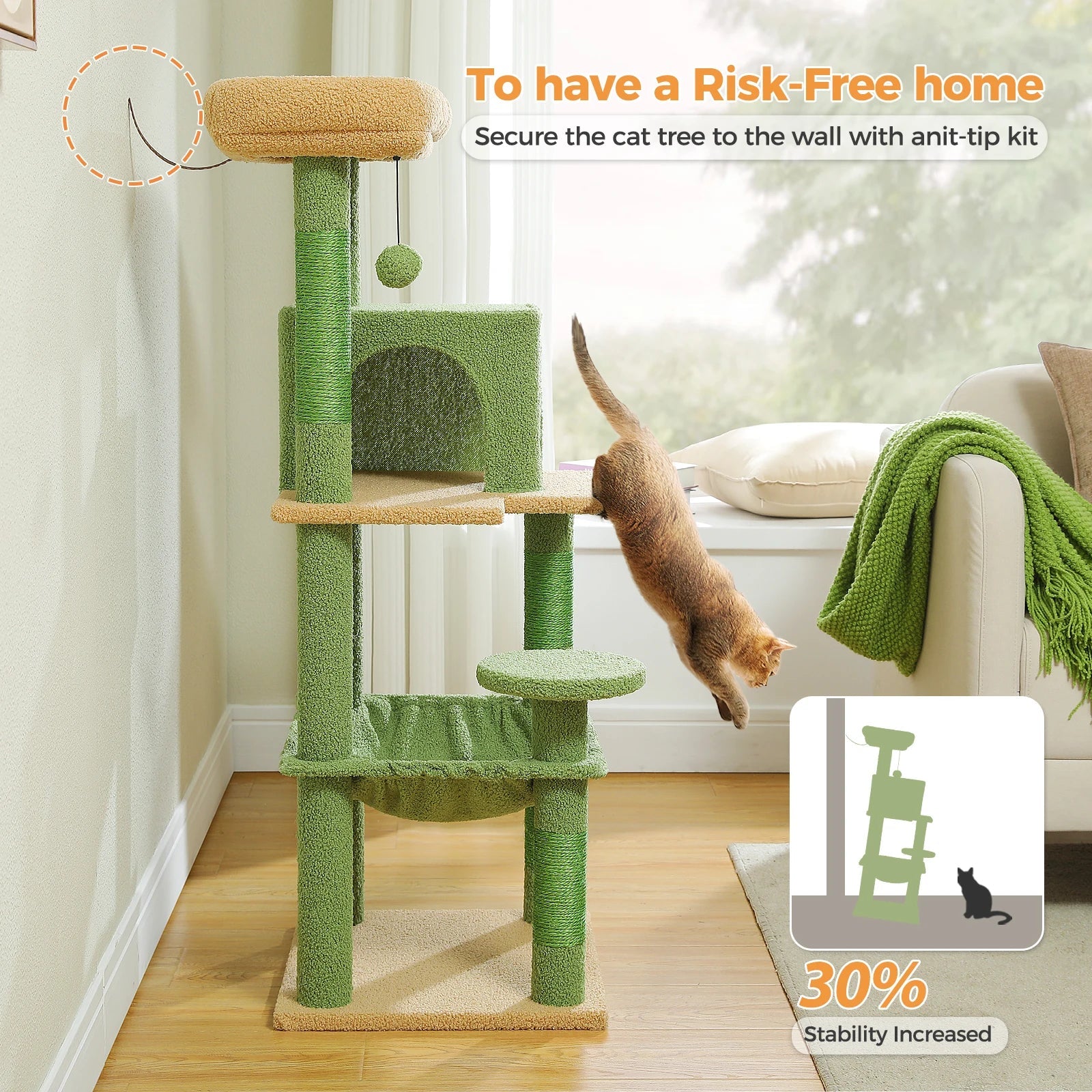 5-Level Indoor Cat Tree with Metal Frame and Top Perch-My Little Pet