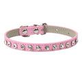 Elegant Leather Cat and Small Dog Collar with Rhinestone Accents-My Little Pet