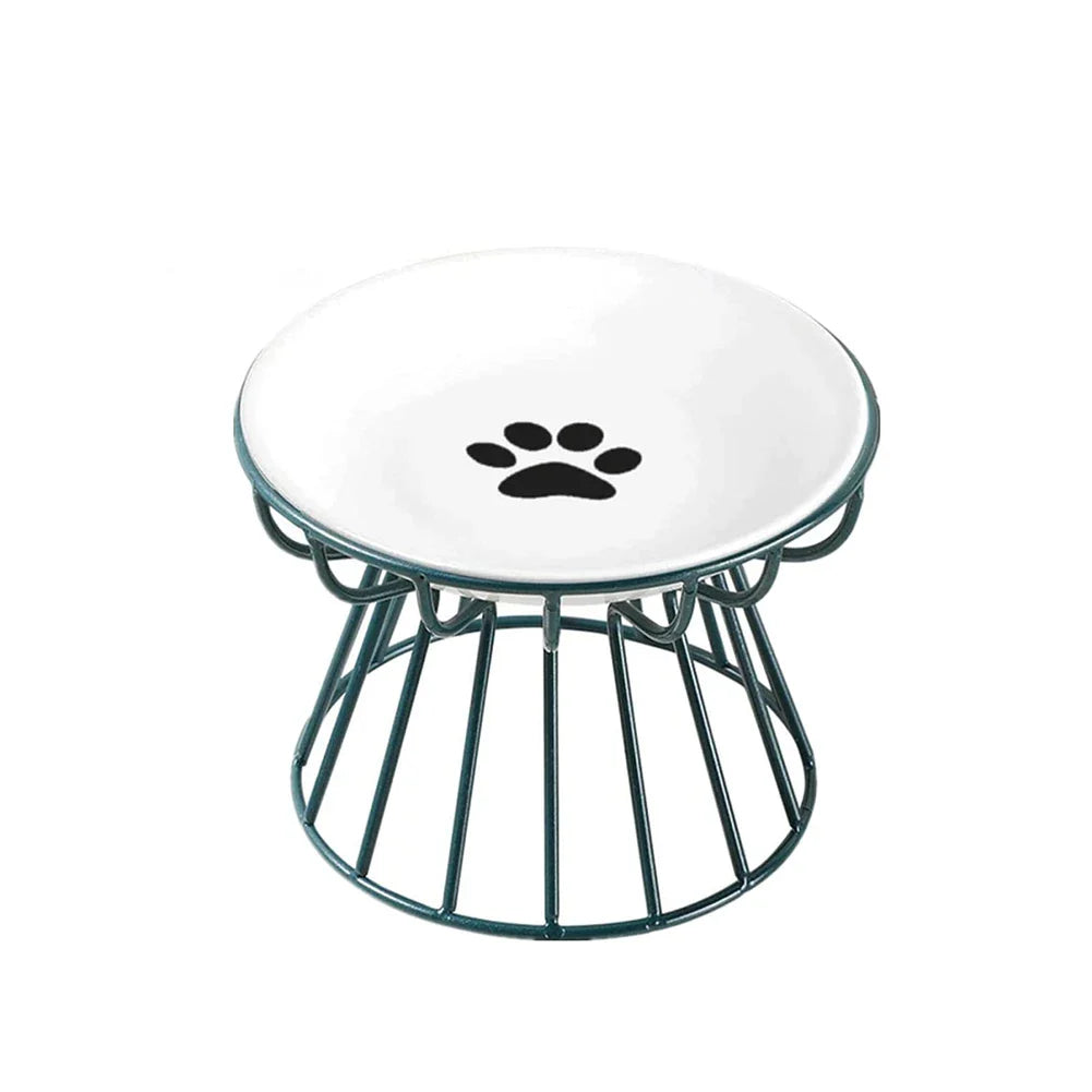 Elevated Ceramic Cat Bowls with Stylish Metal Stand-My Little Pet