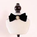Elegant Velvet Cat Collar with Pearl and Bowknot-My Little Pet