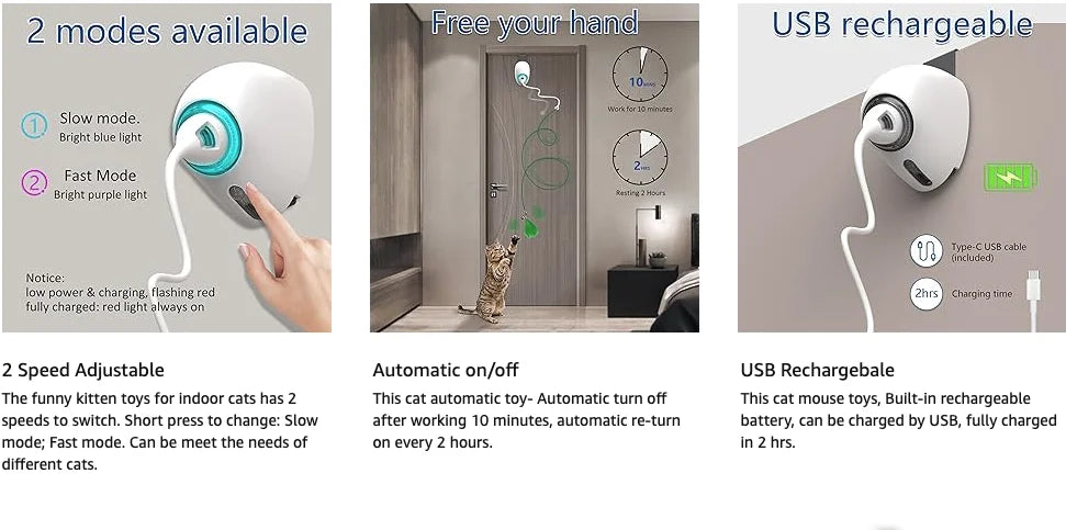 Electric Cat Toy - Interactive Automatic Teaser with Motion Modes-My Little Pet