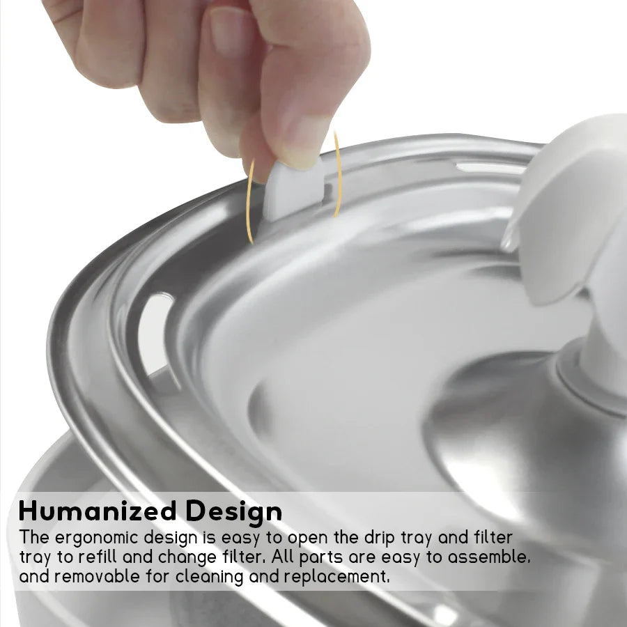 Cat Water Fountain with Stainless Steel Tray & 6-Level Filtration-My Little Pet