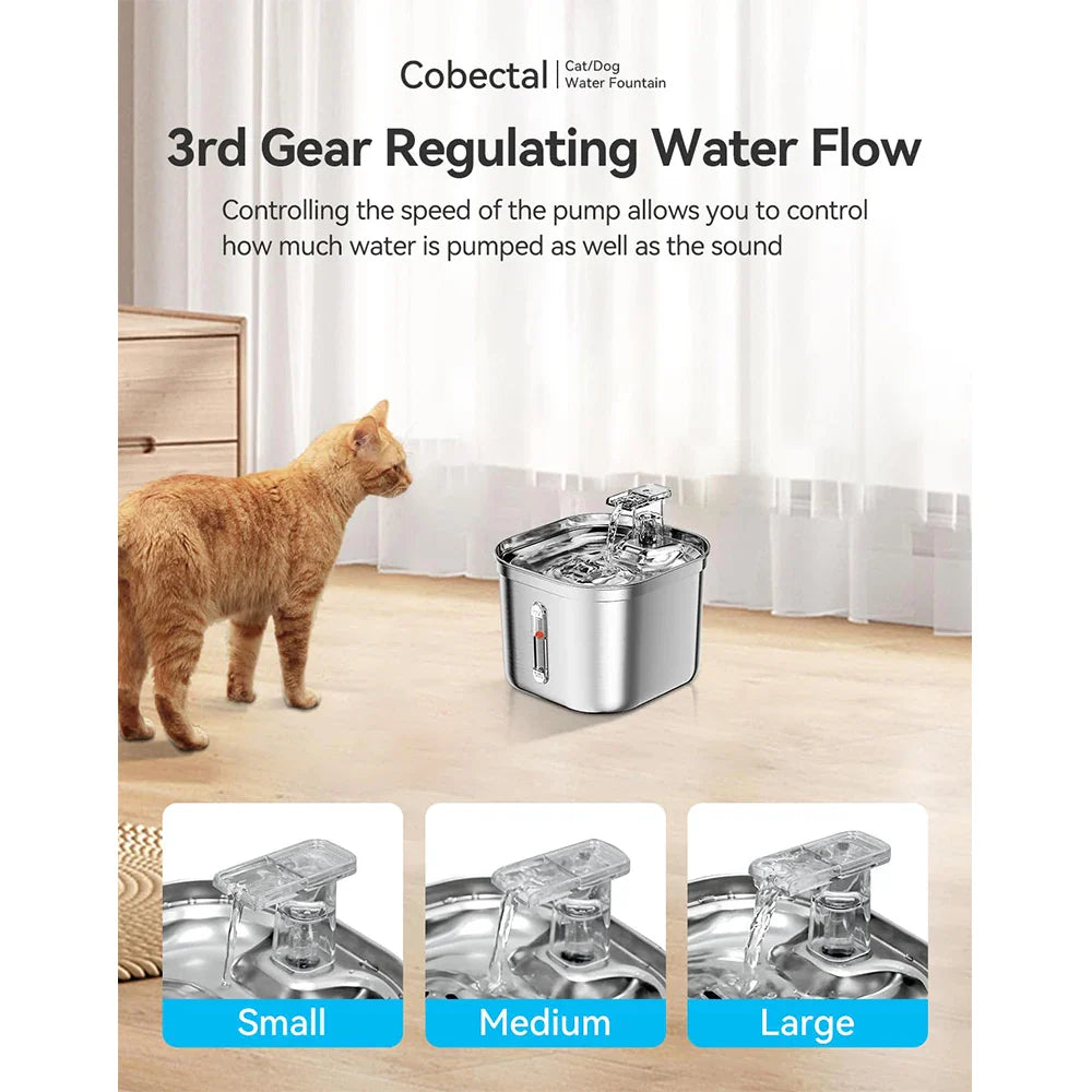 2.2L Upgraded Stainless Steel Cat Water Fountain with Multi-Filter System-My Little Pet