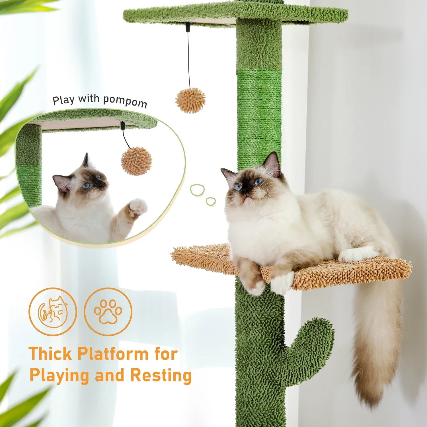 Floor-to-Ceiling Cat Tree - 228-274cm Tall Cat Climbing Tower-My Little Pet