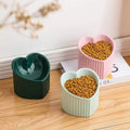 Heart-Shaped Ceramic Elevated Cat Bowl-My Little Pet