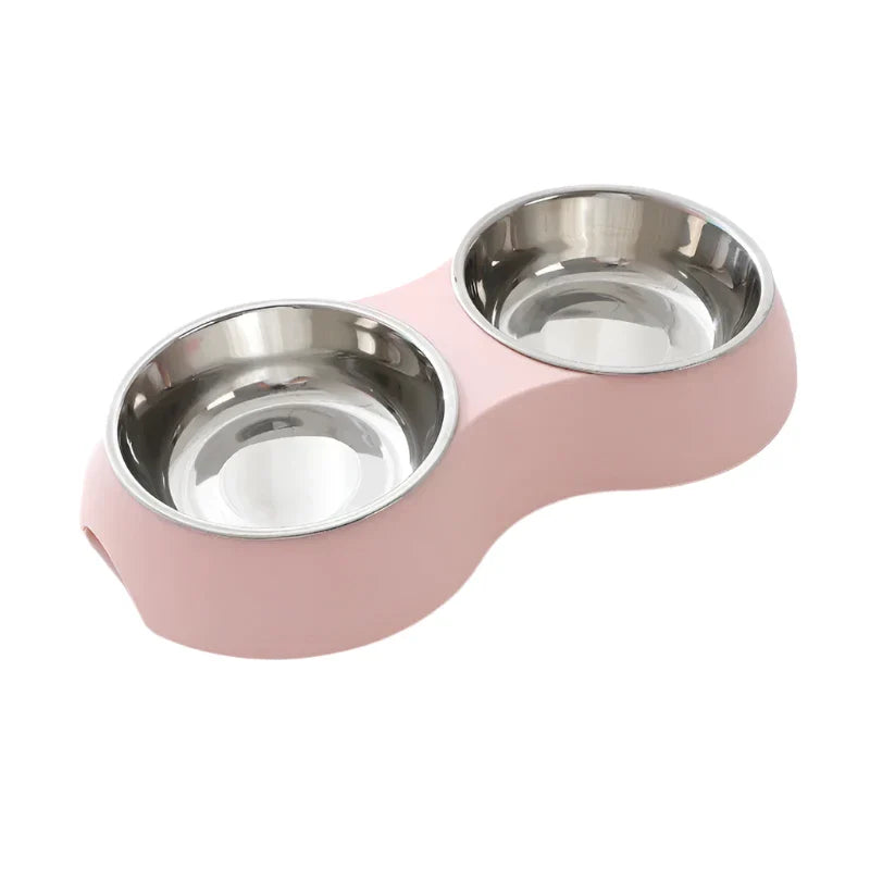 Double Pet Food and Water Bowl – Stainless Steel Dog and Cat Feeding Station - My Little Pet