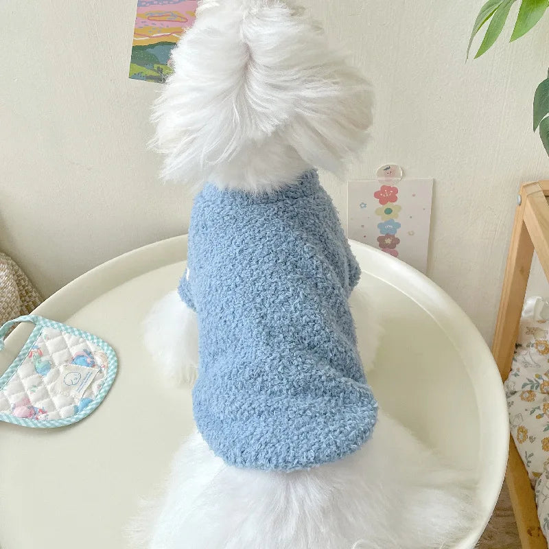 Cozy Winter Sweater for Small to Medium Dogs - Solid Color, Cotton-My Little Pet