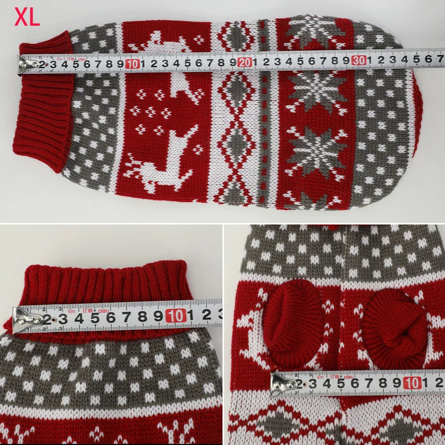 Festive Pet Sweaters for Dogs and Cats - Maroon Elk Design-My Little Pet