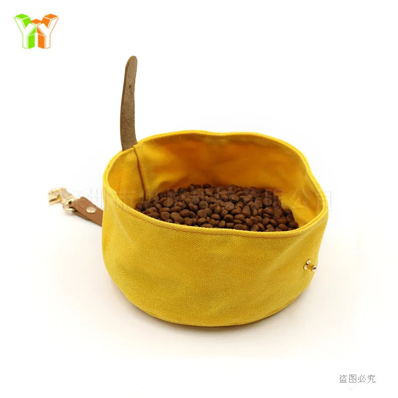 Foldable Canvas Dog Bowl for Travel - Large Capacity-My Little Pet