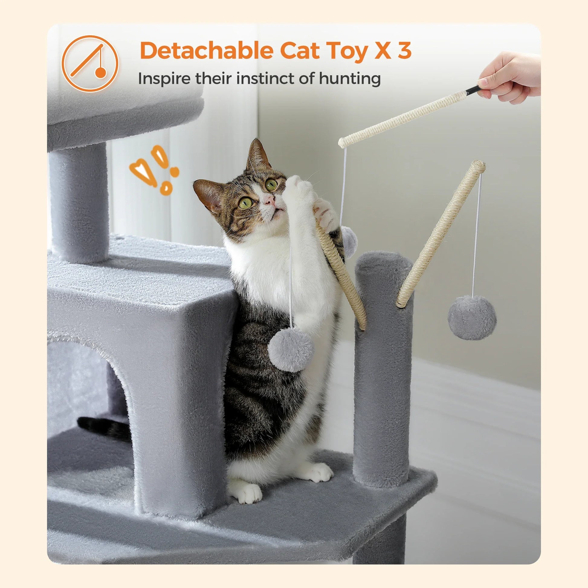 Deluxe Multi-Cat Tower Tree - 175cm High with 6-Tier Structure-My Little Pet