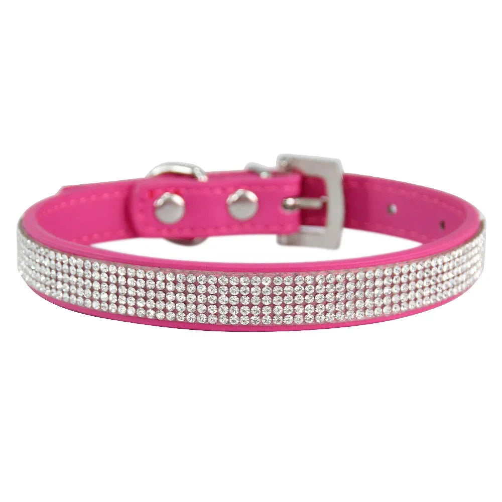 Elegant Rhinestone Leather Pet Collar-My Little Pet