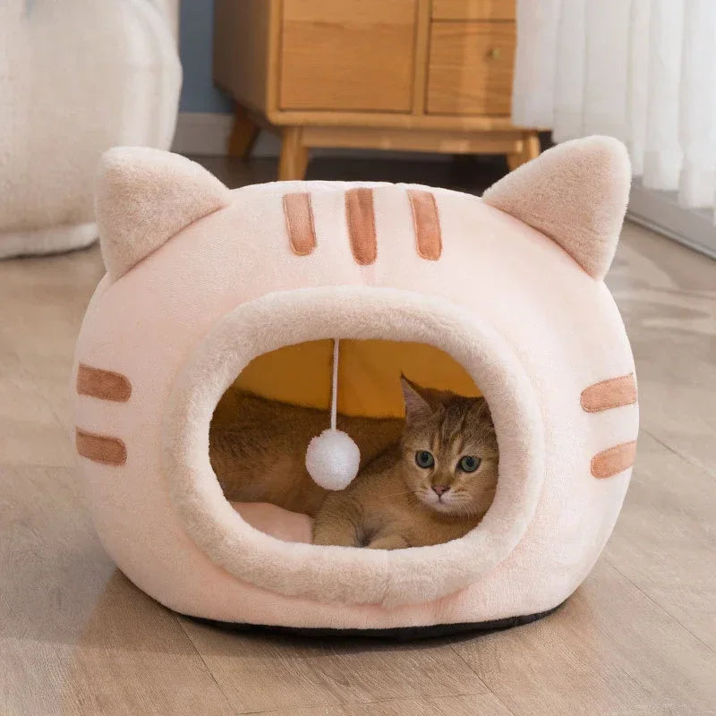 Cozy Winter Cat Bed: Comfortable Indoor Cave for Cats and Small Dogs-My Little Pet