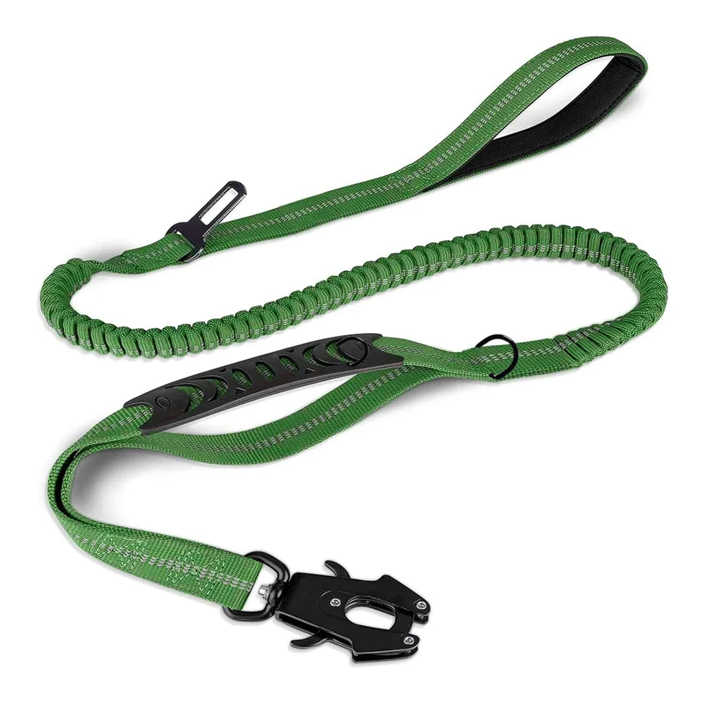 Reflective Shock Absorbing Pet Leashes with Car Seatbelt for Large Dogs Heavy Duty Tactical Bungee Dog Leash No Pull Dog Leash - My Little Pet