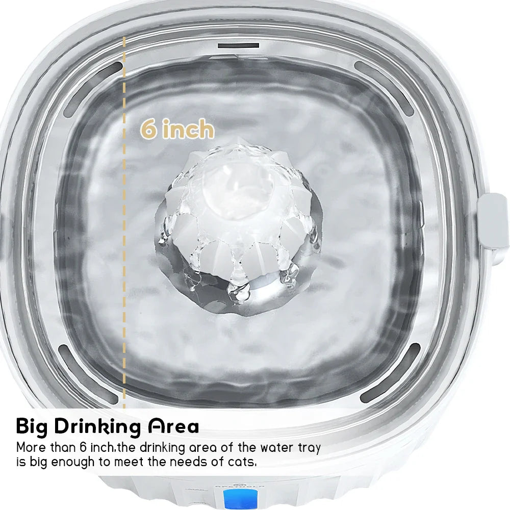 Cat Water Fountain with Stainless Steel Tray & 6-Level Filtration-My Little Pet