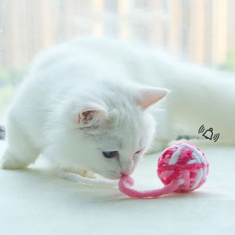 Colorful Yarn Ball Cat Toy with Sounding Bell-My Little Pet