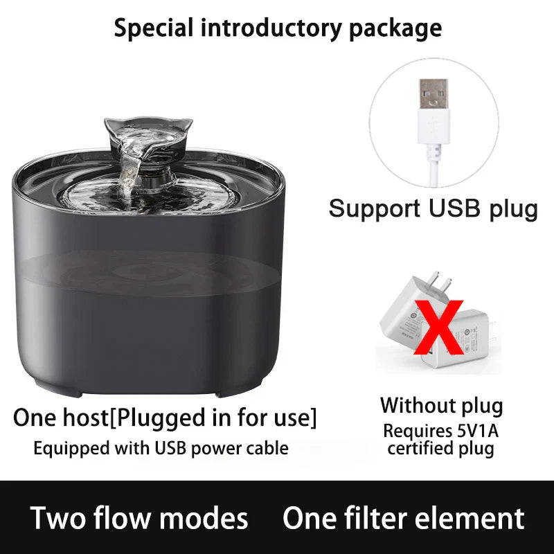 USB Electric Cat Water Fountain with Cat Ear Design and Quiet Pump-My Little Pet