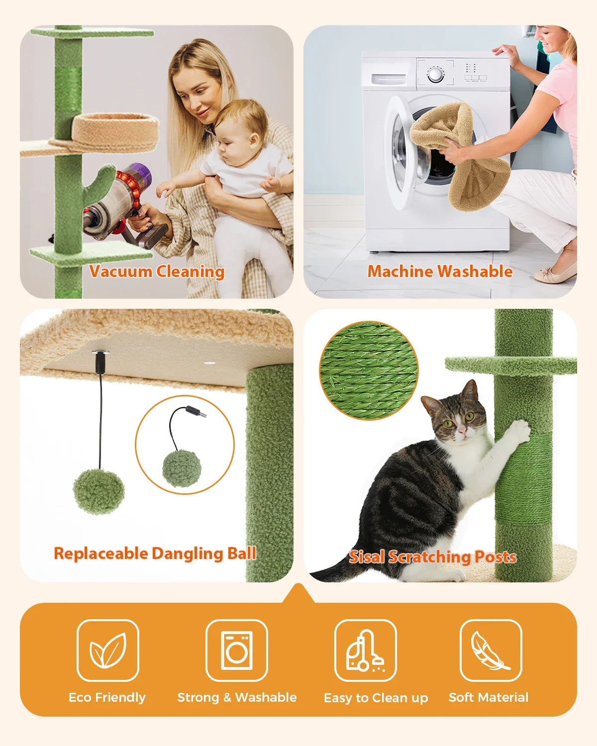 Floor-to-Ceiling Cat Tree - 228-274cm Tall Cat Climbing Tower-My Little Pet