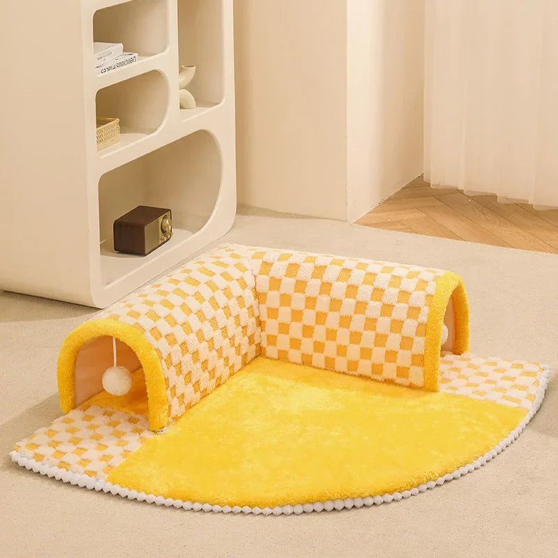 Cozy Cat Bed with Play Tunnel - Multifunctional Pet House & Mat-My Little Pet