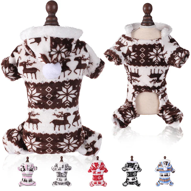 Winter Plush Dog Jumpsuit - Cozy Pet Pajamas for Small to Medium Dogs and Cats-My Little Pet