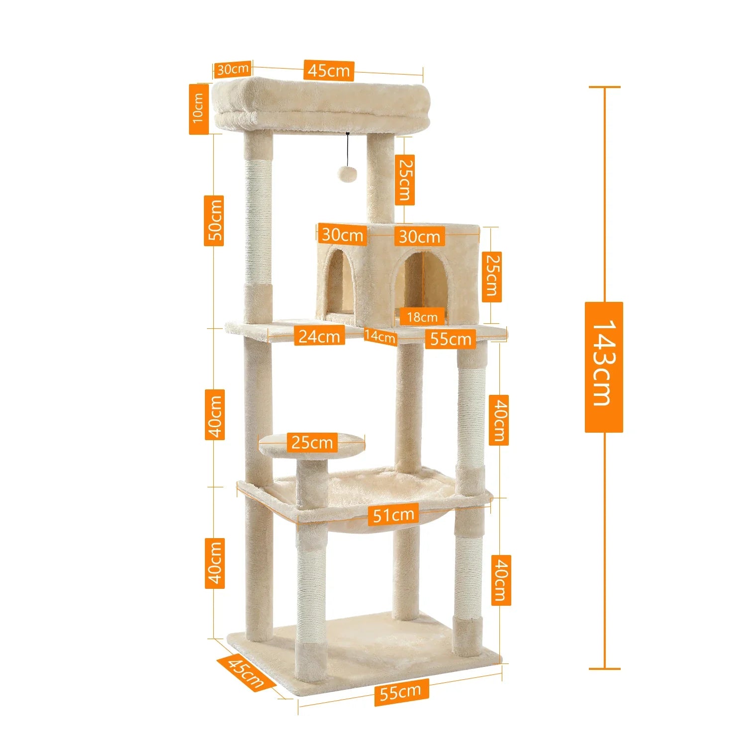 5-Level Cat Tree Tower with Hammock and Perch-My Little Pet