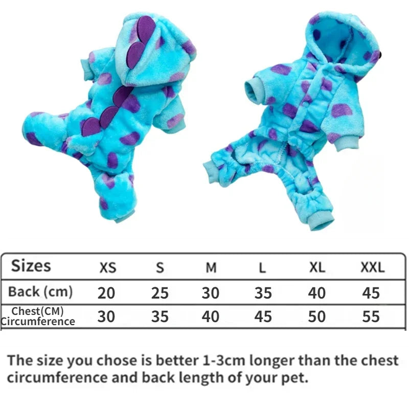 Cozy Dinosaur-Themed Hooded Pet Jacket - Blue/Green-My Little Pet